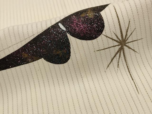 平和屋着物＊夏物　訪問着　縦絽　舞蝶文　暈し染め　金彩　正絹　逸品　AABJ8917st