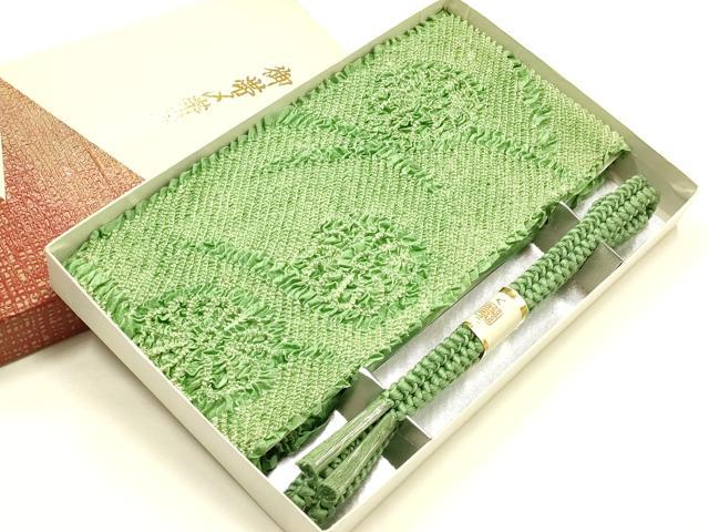 平和屋着物●和装小物　振袖用帯締め・帯揚げセット　柄絞り　花柄　菊　逸品　未使用　AABJ8922ay