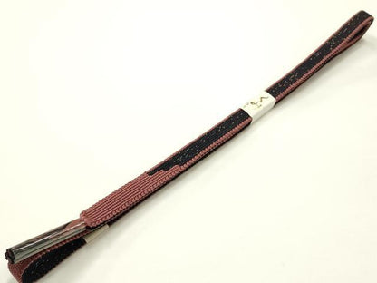 平和屋着物●和装小物　帯締め・帯揚げセット　平組　斜縞　金糸　暈し染め　逸品　未使用　AABJ8923ay