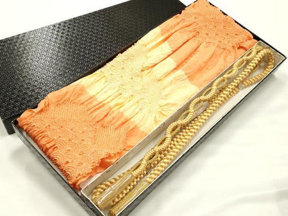 平和屋着物●和装小物　振袖用帯締め・帯揚げセット　柄絞り　青海波　撚り房　逸品　未使用　AABJ8925ay