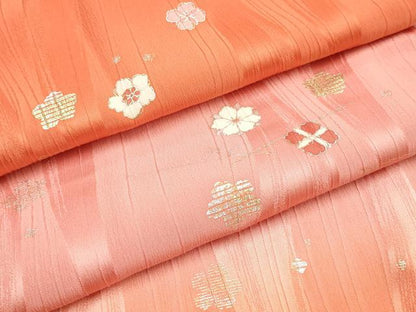 平和屋着物●和装小物　帯締め・帯揚げセット　平組　草木染　枚花文　金銀彩　暈し染め　逸品　未使用　AABJ8929ay