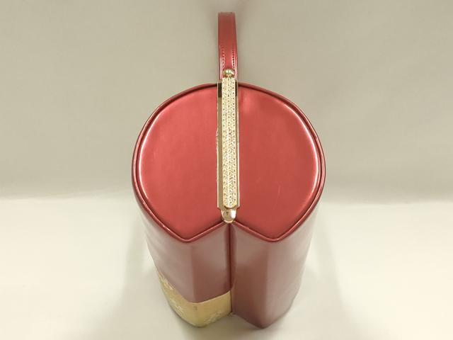 平和屋着物▼和装小物　和装バッグ　振袖用　ハンドバッグ　エナメル　舞花文　桜　逸品　AABJ8931ay