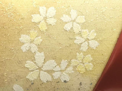 平和屋着物▼和装小物　和装バッグ　振袖用　ハンドバッグ　エナメル　舞花文　桜　逸品　AABJ8931ay