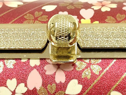 平和屋着物▼和装小物　和装バッグ　振袖用　ハンドバッグ　エナメル　斜縞　桜　金彩　暈し　逸品　AABJ8933ay