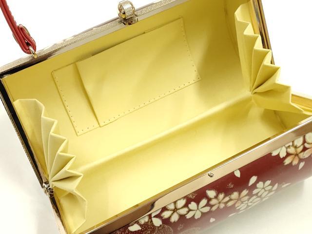 平和屋着物▼和装小物　和装バッグ　振袖用　ハンドバッグ　エナメル　舞花文　桜　金彩　暈し　逸品　AABJ8934ay