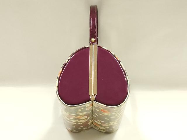 平和屋着物▼和装小物　和装バッグ　振袖用　ハンドバッグ　エナメル　舞花文　桜　金彩　暈し　逸品　AABJ8935ay
