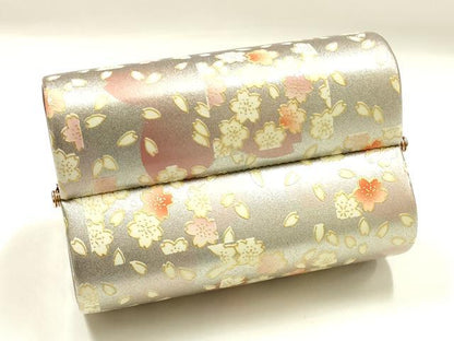 平和屋着物▼和装小物　和装バッグ　振袖用　ハンドバッグ　エナメル　舞花文　桜　金彩　暈し　逸品　AABJ8935ay