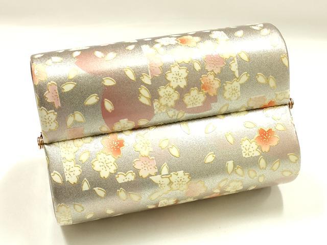 平和屋着物▼和装小物　和装バッグ　振袖用　ハンドバッグ　エナメル　舞花文　桜　金彩　暈し　逸品　AABJ8935ay