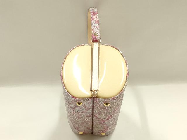 平和屋着物▼和装小物　和装バッグ　振袖用　ハンドバッグ　舞花文　桜　銀糸　逸品　AABJ8937ay