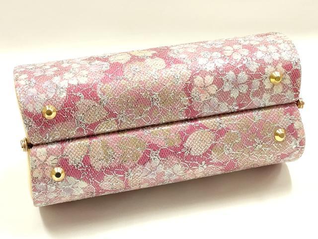 平和屋着物▼和装小物　和装バッグ　振袖用　ハンドバッグ　舞花文　桜　銀糸　逸品　AABJ8937ay