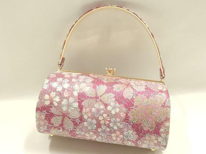 平和屋着物▼和装小物　和装バッグ　振袖用　ハンドバッグ　舞花文　桜　銀糸　逸品　AABJ8937ay