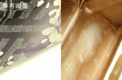 平和屋着物▼和装小物　和装バッグ　振袖用　ハンドバッグ　MICHELE MARTUCCI　エナメル　舞花文　銀彩　暈し　逸品　AABJ8939ay