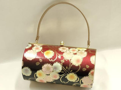 平和屋着物▼和装小物　和装バッグ　振袖用　ハンドバッグ　エナメル　舞花文　金彩　暈し　逸品　AABJ8940ay