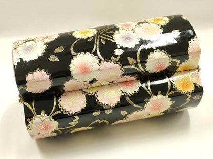 平和屋着物▼和装小物　和装バッグ　振袖用　ハンドバッグ　エナメル　舞花文　金彩　暈し　逸品　AABJ8940ay