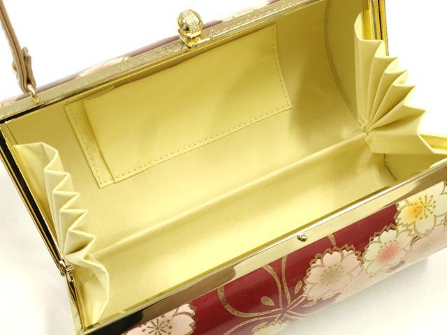 平和屋着物▼和装小物　和装バッグ　振袖用　ハンドバッグ　エナメル　舞花文　金彩　暈し　逸品　AABJ8940ay