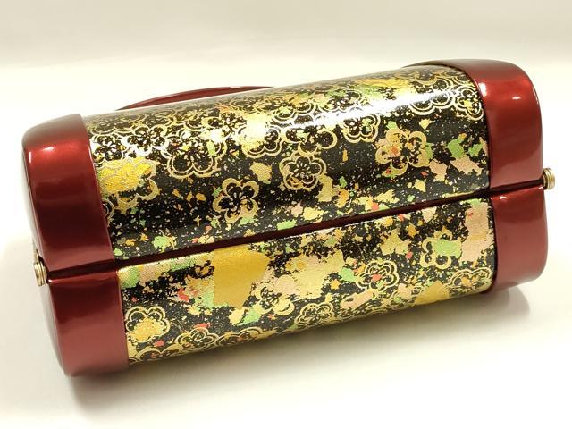 平和屋着物▼和装小物　和装バッグ　振袖用　ハンドバッグ　エナメル　舞花文　金銀彩　逸品　AABJ8942ay