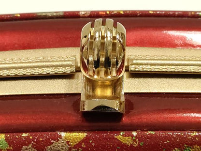 平和屋着物▼和装小物　和装バッグ　振袖用　ハンドバッグ　エナメル　舞花文　金銀彩　逸品　AABJ8942ay