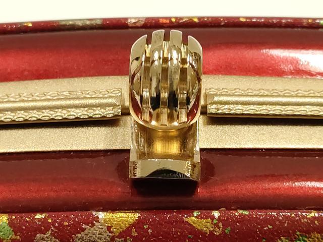平和屋着物▼和装小物　和装バッグ　振袖用　ハンドバッグ　エナメル　舞花文　金銀彩　逸品　AABJ8942ay