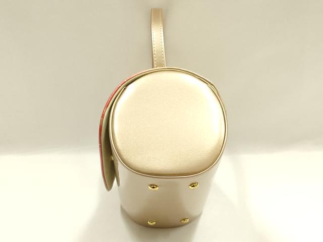 平和屋着物▼和装小物　和装バッグ　振袖用　ハンドバッグ　エナメル　雪輪花文　金彩　マグネット式　逸品　AABJ8943ay