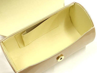 平和屋着物▼和装小物　和装バッグ　振袖用　ハンドバッグ　エナメル　雪輪花文　金彩　マグネット式　逸品　AABJ8943ay