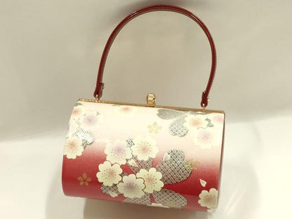 平和屋着物▼和装小物　和装バッグ　振袖用　ハンドバッグ　エナメル　舞花文　金銀彩　暈し　逸品　AABJ8944ay