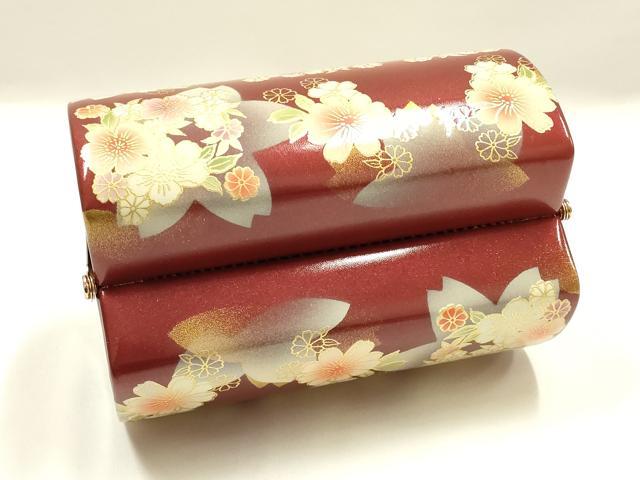 平和屋着物▼和装小物　和装バッグ　振袖用　ハンドバッグ　エナメル　花柄　金彩　暈し　逸品　AABJ8945ay