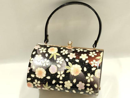 平和屋着物▼和装小物　和装バッグ　振袖用　ハンドバッグ　エナメル　舞花文　金彩　逸品　AABJ8946ay