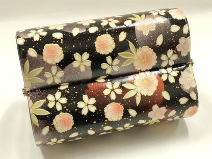 平和屋着物▼和装小物　和装バッグ　振袖用　ハンドバッグ　エナメル　舞花文　金彩　逸品　AABJ8946ay