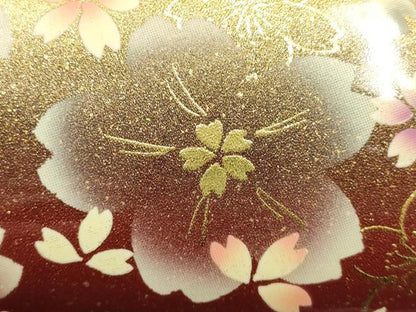 平和屋着物▼和装小物　和装バッグ　振袖用　ハンドバッグ　エナメル　舞花文　桜　金彩　暈し　逸品　AABJ8947ay