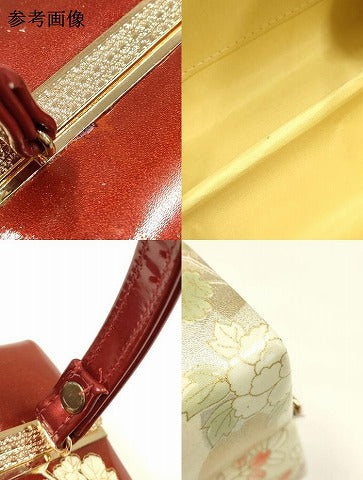平和屋着物▼和装小物　和装バッグ　振袖用　ハンドバッグ　エナメル　草花文　金彩　暈し　逸品　AABJ8948ay
