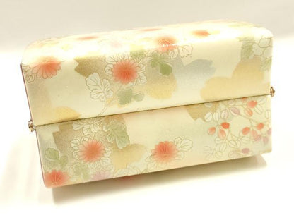 平和屋着物▼和装小物　和装バッグ　振袖用　ハンドバッグ　エナメル　草花文　金彩　暈し　逸品　AABJ8948ay
