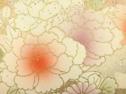 平和屋着物▼和装小物　和装バッグ　振袖用　ハンドバッグ　エナメル　草花文　金彩　暈し　逸品　AABJ8948ay