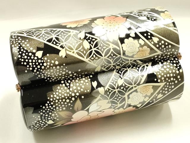 平和屋着物▼和装小物　和装バッグ　振袖用　ハンドバッグ　エナメル　花柄　金銀彩　暈し　逸品　AABJ8949ay