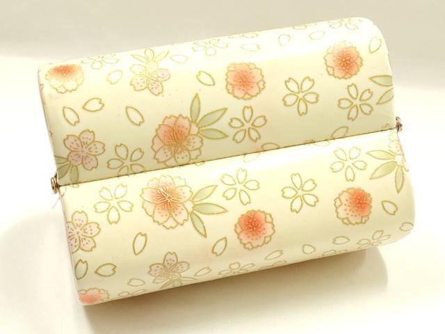 平和屋着物▼和装小物　和装バッグ　振袖用　ハンドバッグ　エナメル　舞花文　金彩　暈し　逸品　AABJ8950ay