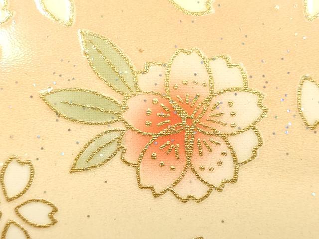 平和屋着物▼和装小物　和装バッグ　振袖用　ハンドバッグ　エナメル　舞花文　金彩　暈し　逸品　AABJ8950ay