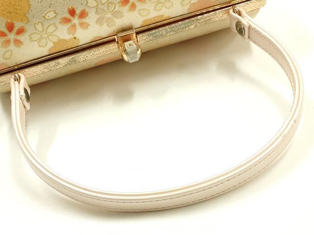 平和屋着物▼和装小物　和装バッグ　振袖用　ハンドバッグ　エナメル　舞花文　金彩　逸品　AABJ8951ay