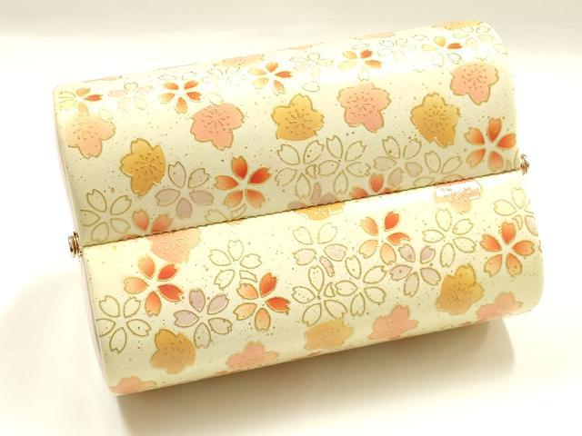 平和屋着物▼和装小物　和装バッグ　振袖用　ハンドバッグ　エナメル　舞花文　金彩　逸品　AABJ8951ay