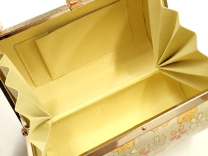 平和屋着物▼和装小物　和装バッグ　振袖用　ハンドバッグ　エナメル　舞花文　金彩　逸品　AABJ8951ay