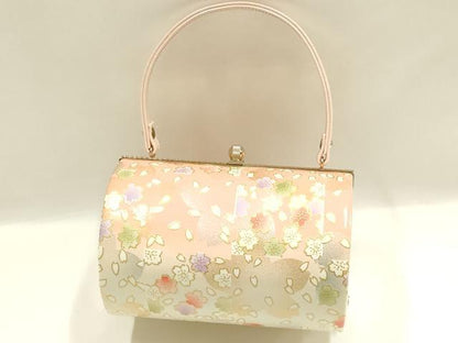 平和屋着物▼和装小物　和装バッグ　振袖用　ハンドバッグ　エナメル　舞花文　桜　金彩　暈し　逸品　AABJ8952ay