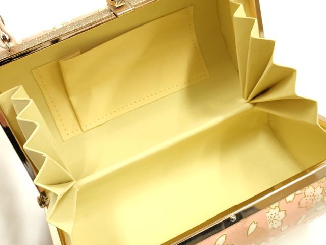 平和屋着物▼和装小物　和装バッグ　振袖用　ハンドバッグ　エナメル　舞花文　桜　金彩　暈し　逸品　AABJ8952ay
