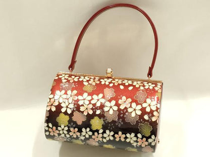 平和屋着物▼和装小物　和装バッグ　振袖用　ハンドバッグ　MICHELE MARTUCCI　エナメル　舞花文　桜　金彩　暈し　逸品　AABJ8953ay