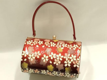 平和屋着物▼和装小物　和装バッグ　振袖用　ハンドバッグ　MICHELE MARTUCCI　エナメル　舞花文　桜　金彩　暈し　逸品　AABJ8953ay