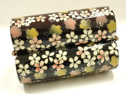 平和屋着物▼和装小物　和装バッグ　振袖用　ハンドバッグ　MICHELE MARTUCCI　エナメル　舞花文　桜　金彩　暈し　逸品　AABJ8953ay
