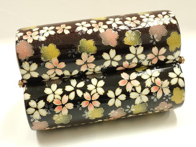 平和屋着物▼和装小物　和装バッグ　振袖用　ハンドバッグ　MICHELE MARTUCCI　エナメル　舞花文　桜　金彩　暈し　逸品　AABJ8953ay