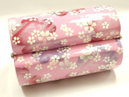 平和屋着物▼和装小物　和装バッグ　振袖用　ハンドバッグ　エナメル　舞花文　銀彩　暈し　逸品　AABJ8954ay