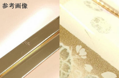 平和屋着物▼和装小物　和装バッグ　振袖用　ハンドバッグ　MICHELE MARTUCCI　エナメル　市松花文　金銀彩　逸品　AABJ8955ay