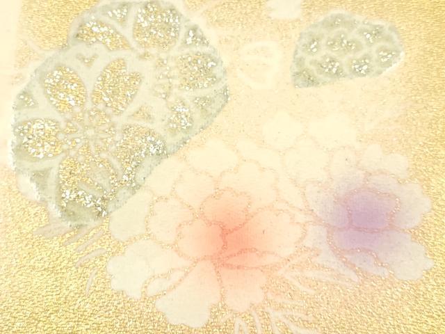 平和屋着物▼和装小物　和装バッグ　振袖用　ハンドバッグ　MICHELE MARTUCCI　エナメル　市松花文　金銀彩　逸品　AABJ8955ay