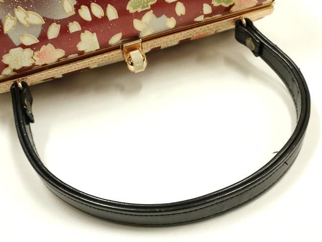 平和屋着物▼和装小物　和装バッグ　振袖用　ハンドバッグ　エナメル　舞花文　桜　金彩　暈し　逸品　AABJ8958ay
