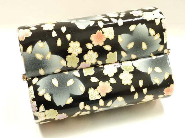 平和屋着物▼和装小物　和装バッグ　振袖用　ハンドバッグ　エナメル　舞花文　桜　金彩　暈し　逸品　AABJ8958ay