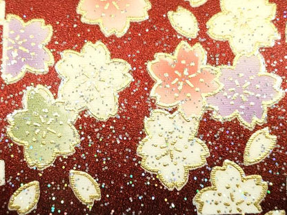 平和屋着物▼和装小物　和装バッグ　振袖用　ハンドバッグ　エナメル　舞花文　桜　金彩　暈し　逸品　AABJ8958ay
